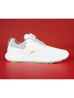 Puma Boys Jr Golf Shoes Ignite Pwrcage 376784 White Kids Size 4c BOA DIAL NO TIE
